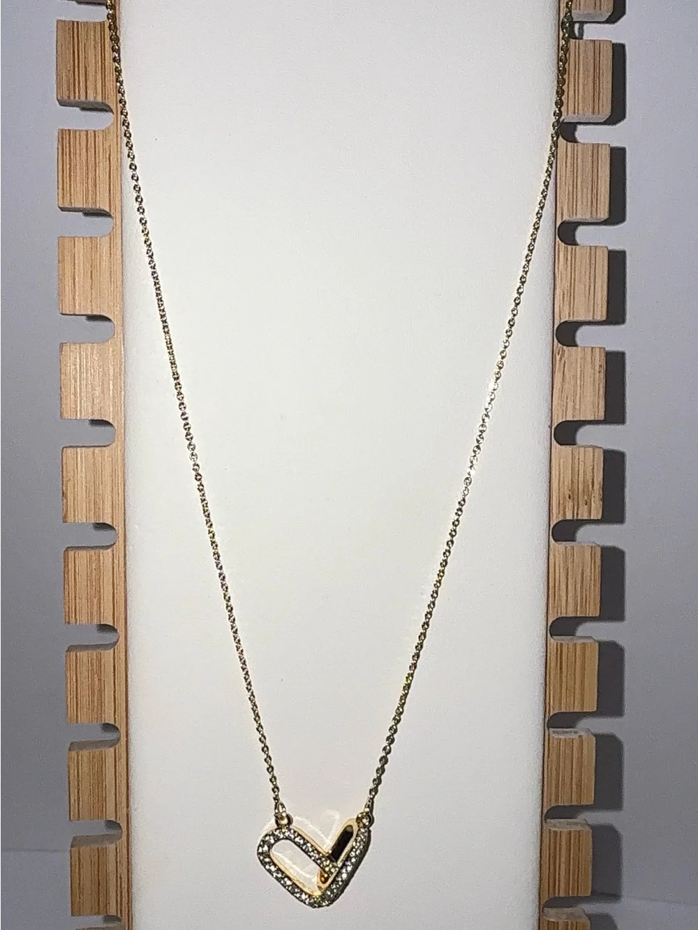 14K Gold Plated Interlocking Hearts Necklace | Cubic Zirconia Pave